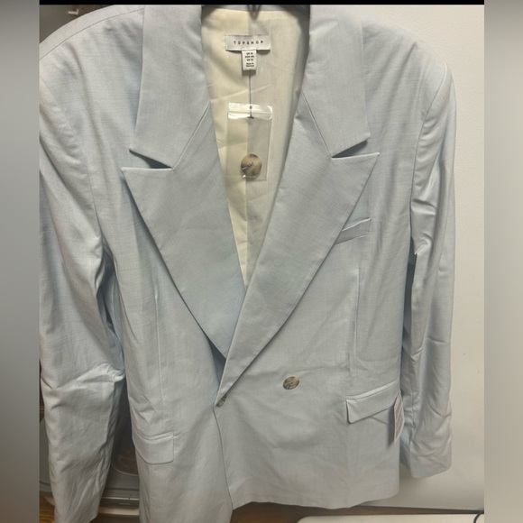 Topshop Jackets & Blazers - NWT Topshop powder Blue Double-Breasted , lined Blazer